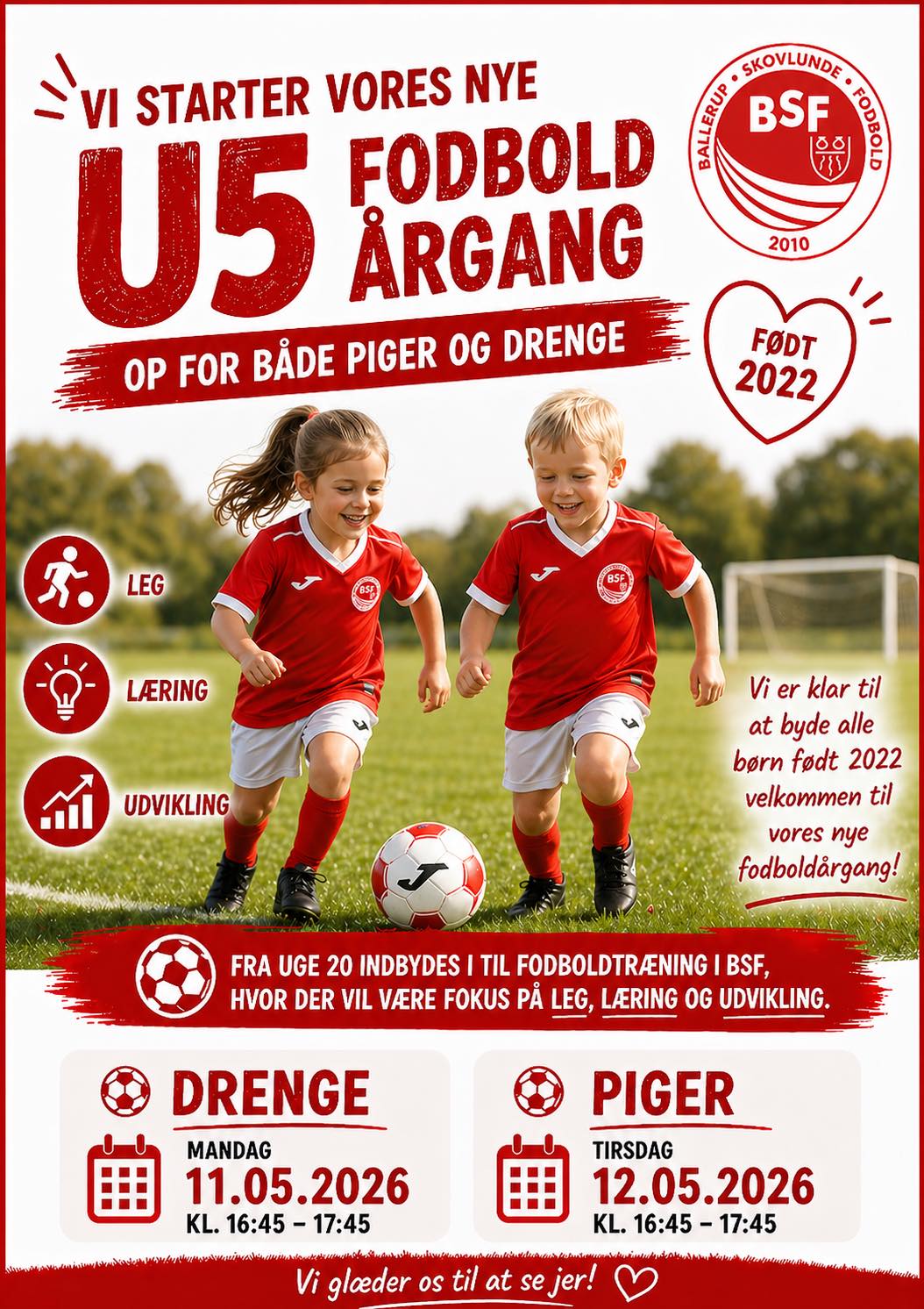 Vi er nu klar til at byde årgang 2022 velkommen på fodboldbanen